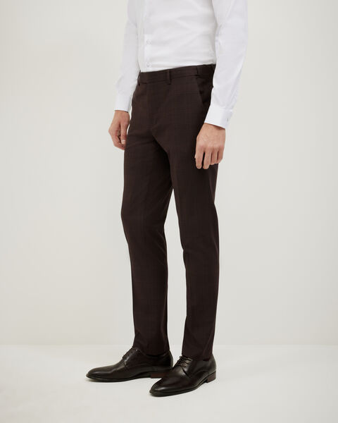 Prince Of Wales Tailored Pant, Burgundy, hi-res